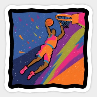 Slam Dunk Action - Bold Risograph Basketball Art Sticker